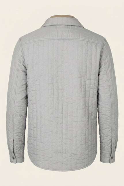 Quilted Snap Button Jacket - Light Grey - Back