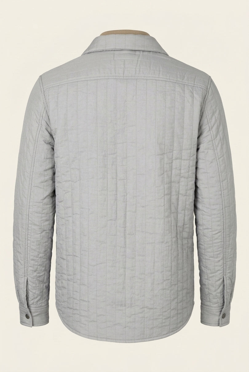 Quilted Snap Button Jacket - Light Grey - Back