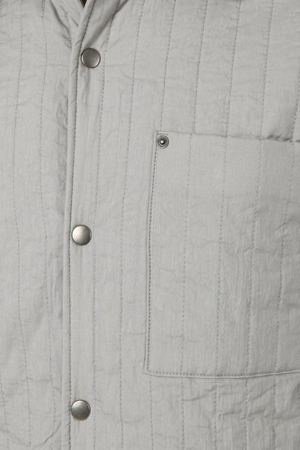 Quilted Snap Button Jacket - Light Grey - Detail