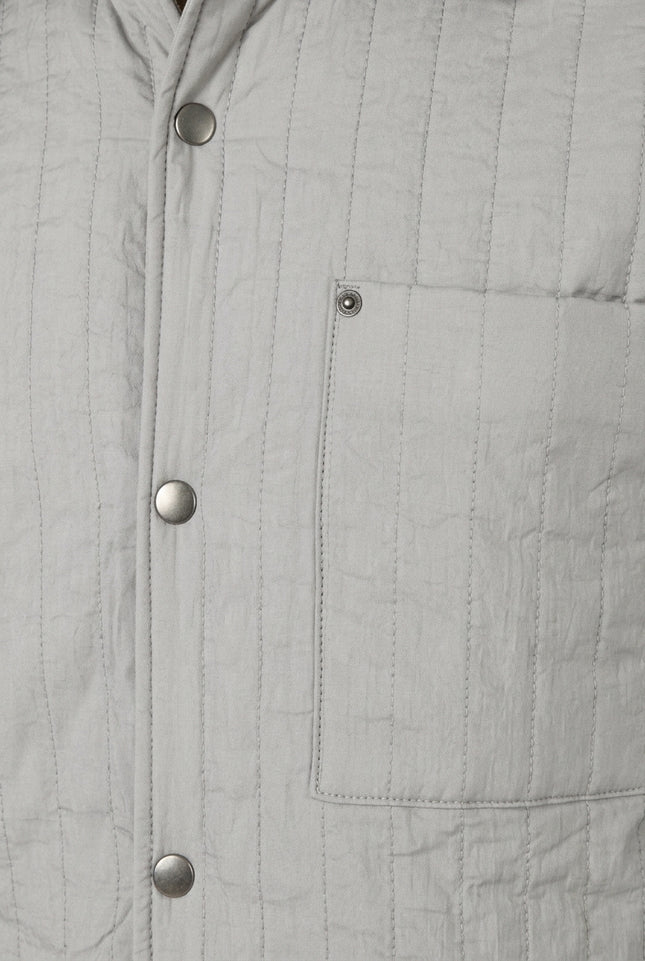 Quilted Snap Button Jacket - Light Grey - Detail