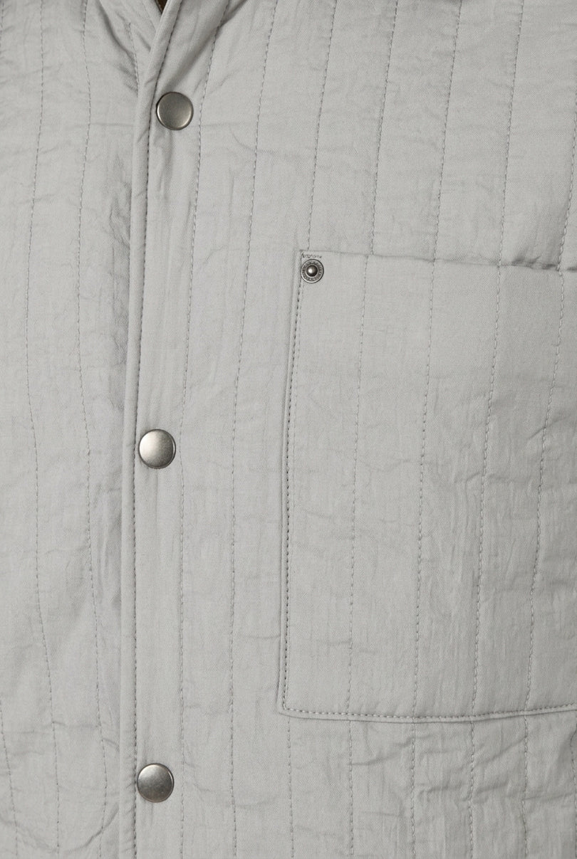 Quilted Snap Button Jacket - Light Grey - Detail