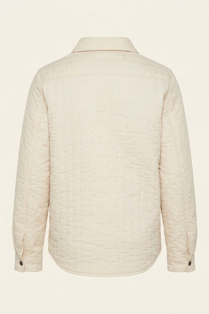 Quilted Snap Button Jacket - Stone - Back