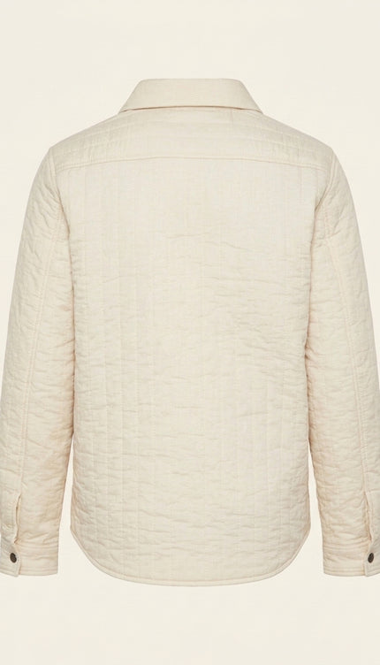 Quilted Snap Button Jacket - Stone - Back