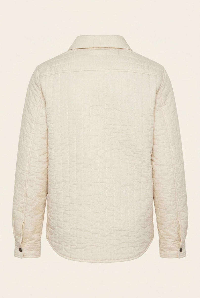 Quilted Snap Button Jacket - Stone - Back