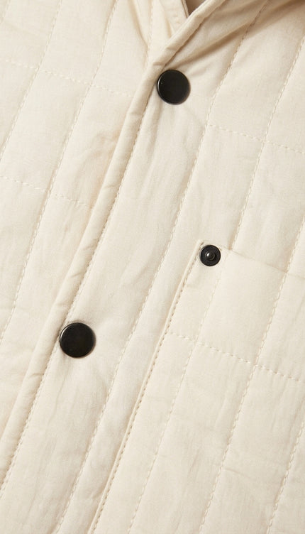 Quilted Snap Button Jacket - Stone - Detail