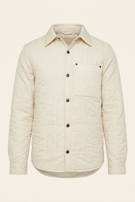 Quilted Snap Button Jacket - Stone - Front
