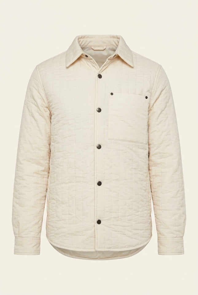 Quilted Snap Button Jacket - Stone - Front