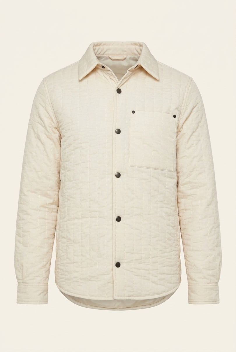 Quilted Snap Button Jacket - Stone - Front
