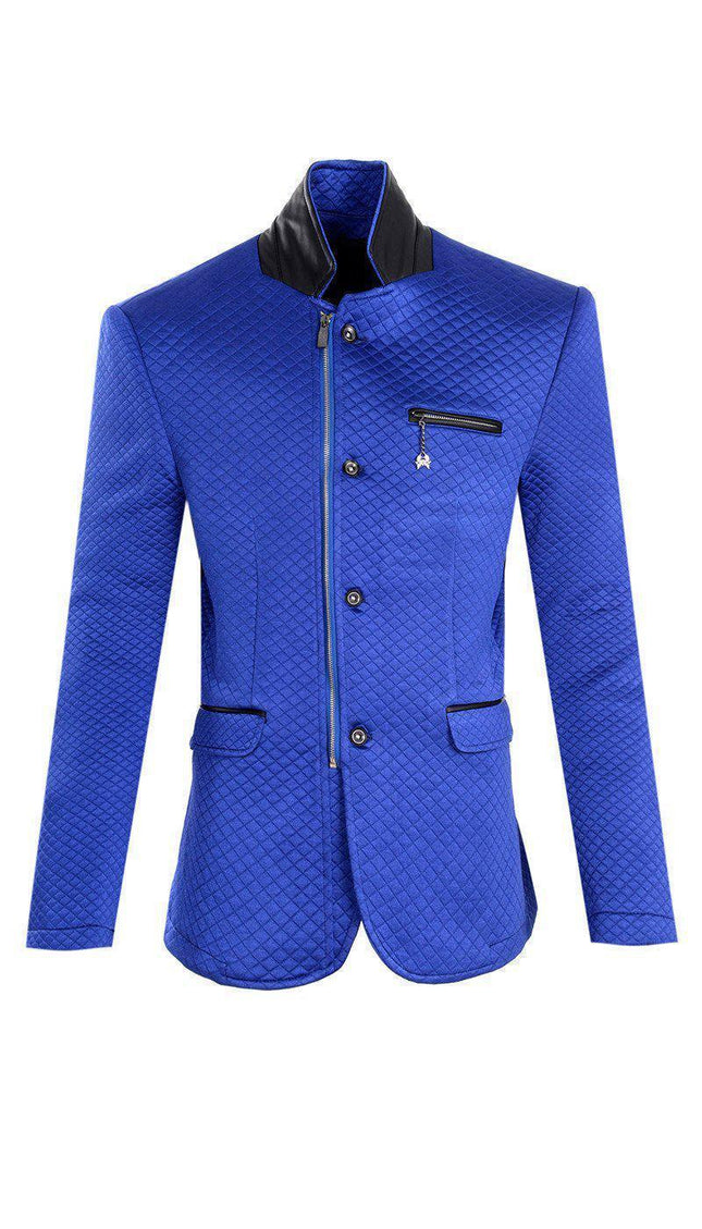 QUILTED ZIP BUTTON SPORTS COAT - SAX - Ron Tomson