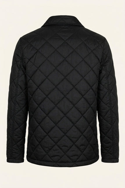 Quilted Zipper Jacket - Black - Back