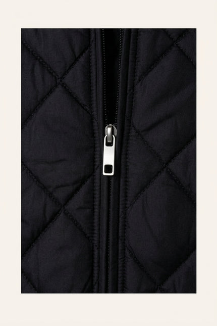 Quilted Zipper Jacket - Black - Detail