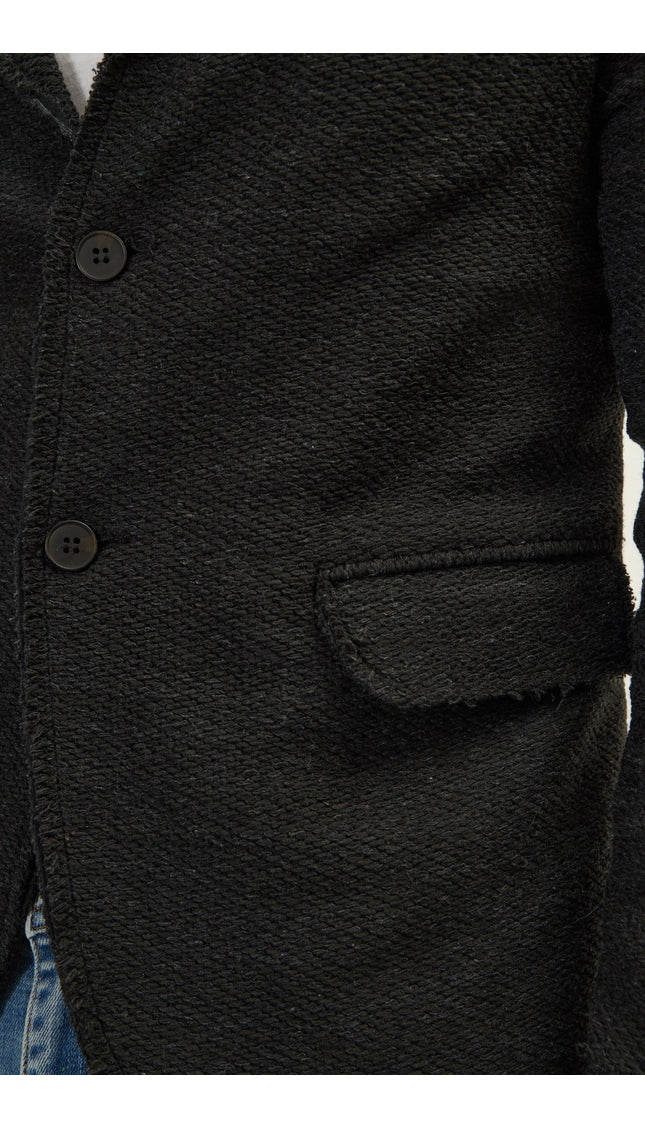 Raw Edge Fitted Cardigan - Anthracite Black - Ron Tomson
