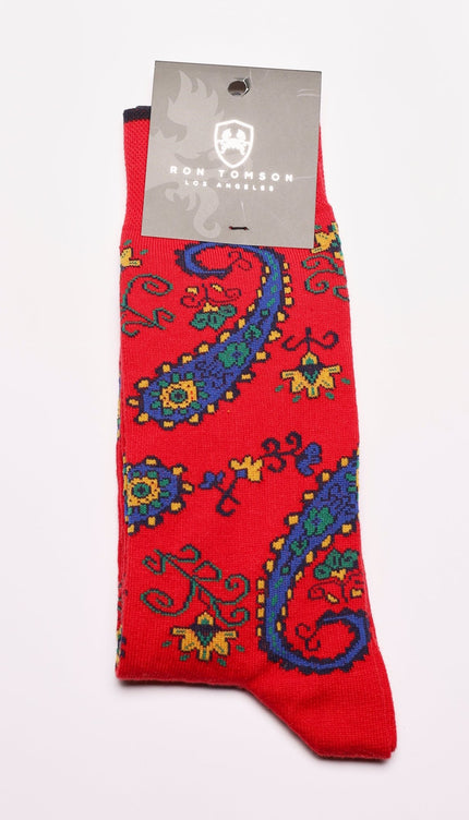 Red Blue Paisley Sock - Ron Tomson