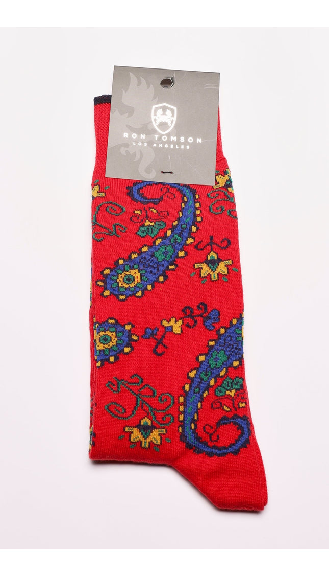 Red Blue Paisley Sock - Ron Tomson