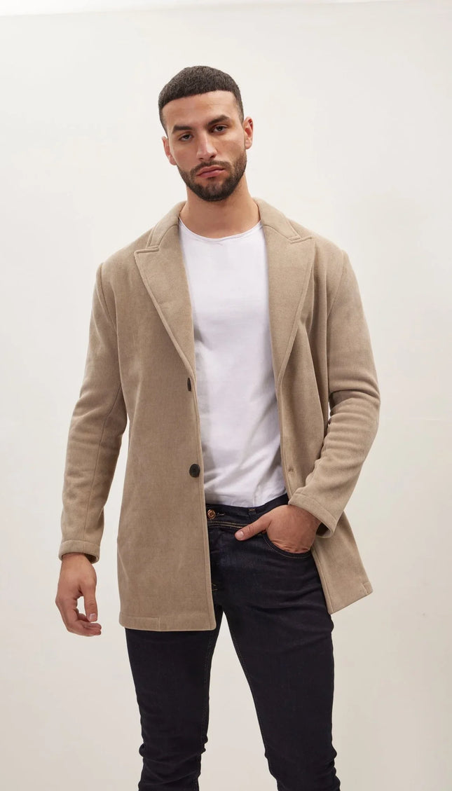 Relaxed Corduroy Button Closure Jacket - Beige - Ron Tomson