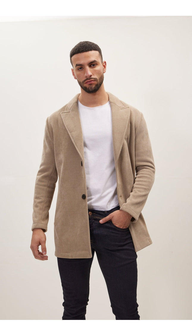 Relaxed Corduroy Button Closure Jacket - Beige - Ron Tomson