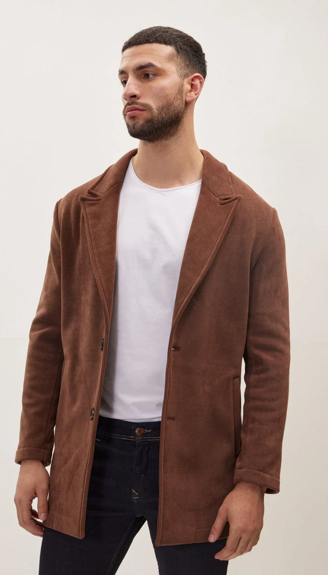 Relaxed Corduroy Button Closure Jacket - Brown - Ron Tomson
