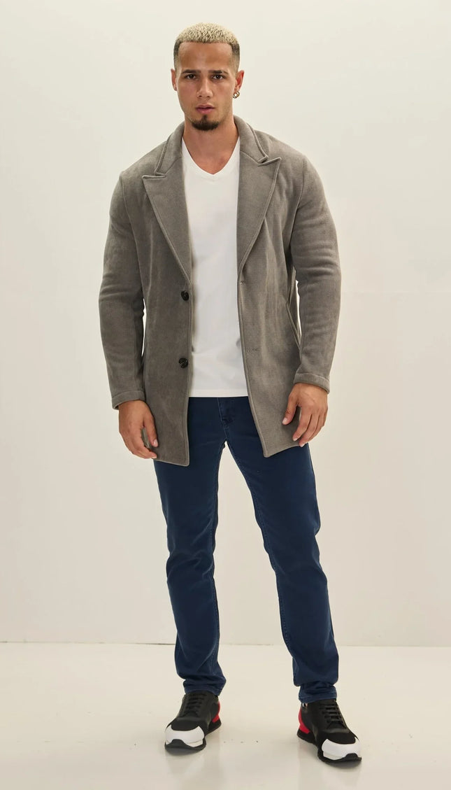 Relaxed Corduroy Button Closure Jacket - Grey - Ron Tomson