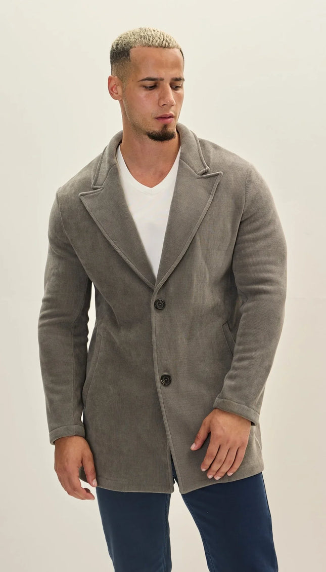 Relaxed Corduroy Button Closure Jacket - Grey - Ron Tomson