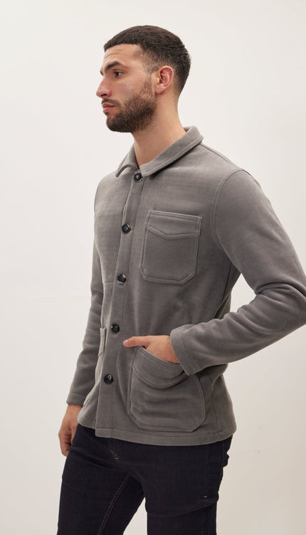 Relaxed Corduroy Button Closure Jacket - Grey - Ron Tomson