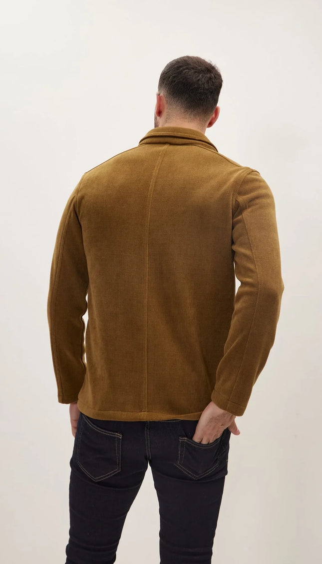 Relaxed Corduroy Button Closure Jacket - Khaki - Ron Tomson