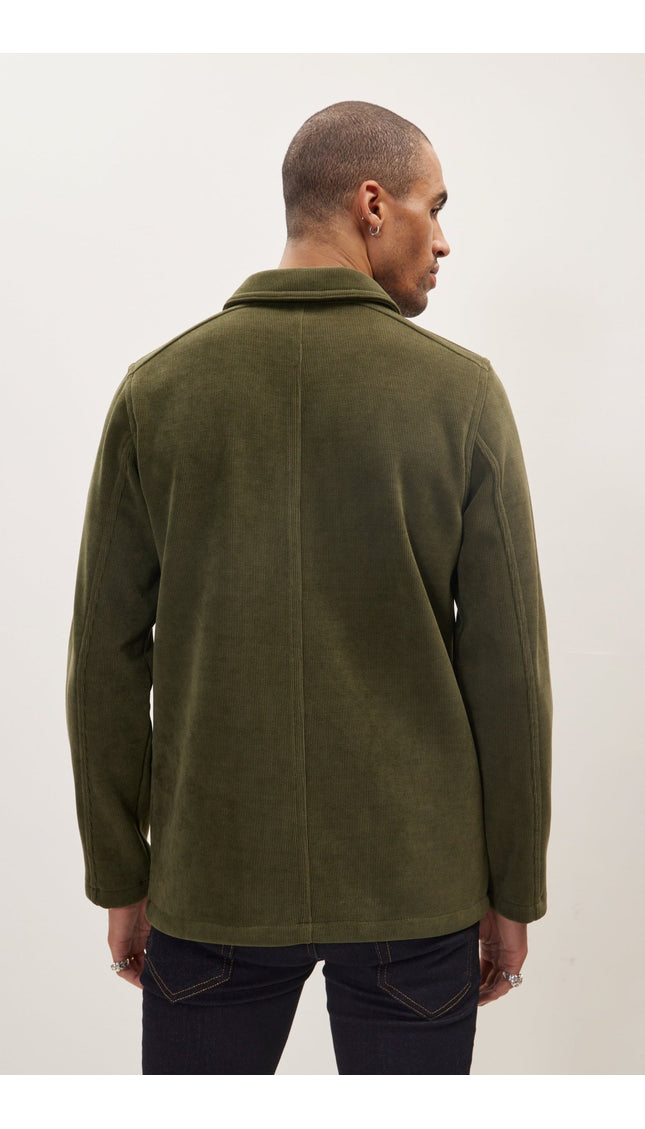 Relaxed Corduroy Button Closure Jacket - Light Green - Ron Tomson