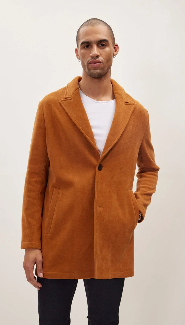 Relaxed Corduroy Button Closure Jacket - Tile - Ron Tomson
