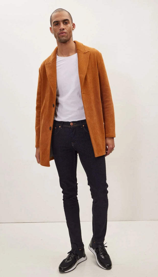 Relaxed Corduroy Button Closure Jacket - Tile - Ron Tomson