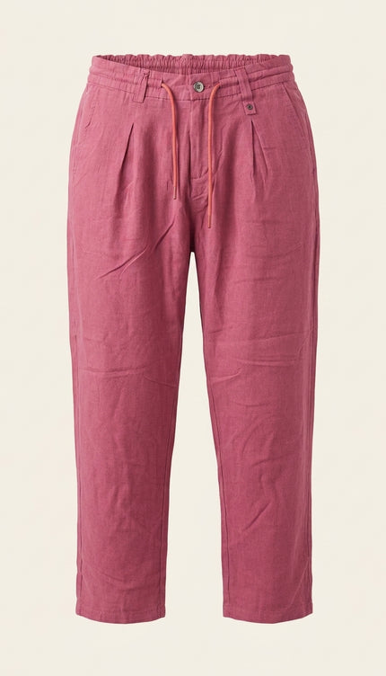 Relaxed Drawstring Pants - Pink - Front