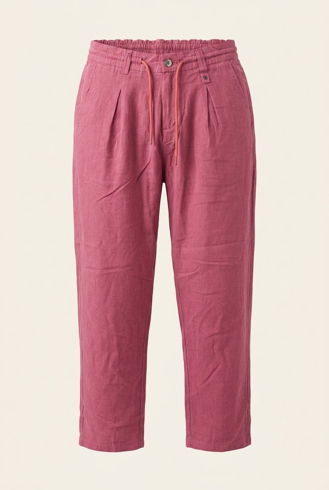 Relaxed Drawstring Pants - Pink - Front