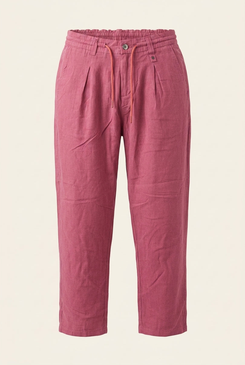 Relaxed Drawstring Pants - Pink - Front