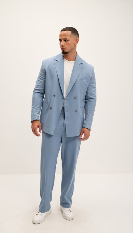 Relaxed Fit Slouchy Pants - Blue - Ron Tomson