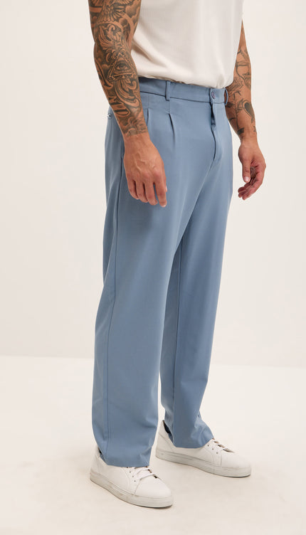 Relaxed Fit Slouchy Pants - Blue - Ron Tomson