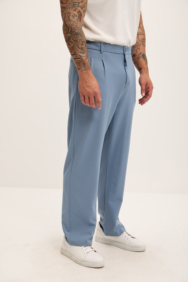 Relaxed Fit Slouchy Pants - Blue - Ron Tomson