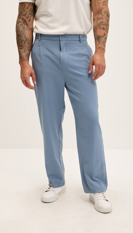 Relaxed Fit Slouchy Pants - Blue - Ron Tomson