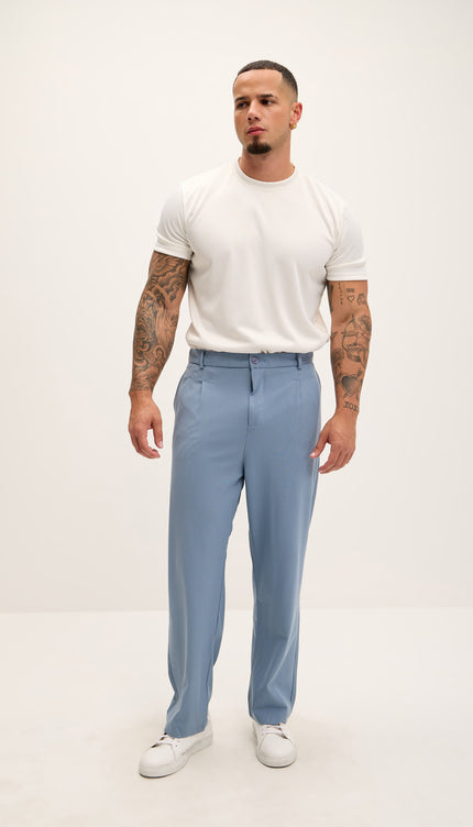 Relaxed Fit Slouchy Pants - Blue - Ron Tomson