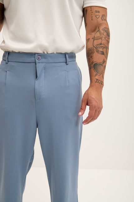 Relaxed Fit Slouchy Pants - Blue - Ron Tomson