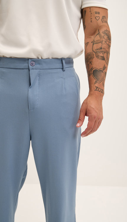 Relaxed Fit Slouchy Pants - Blue - Ron Tomson
