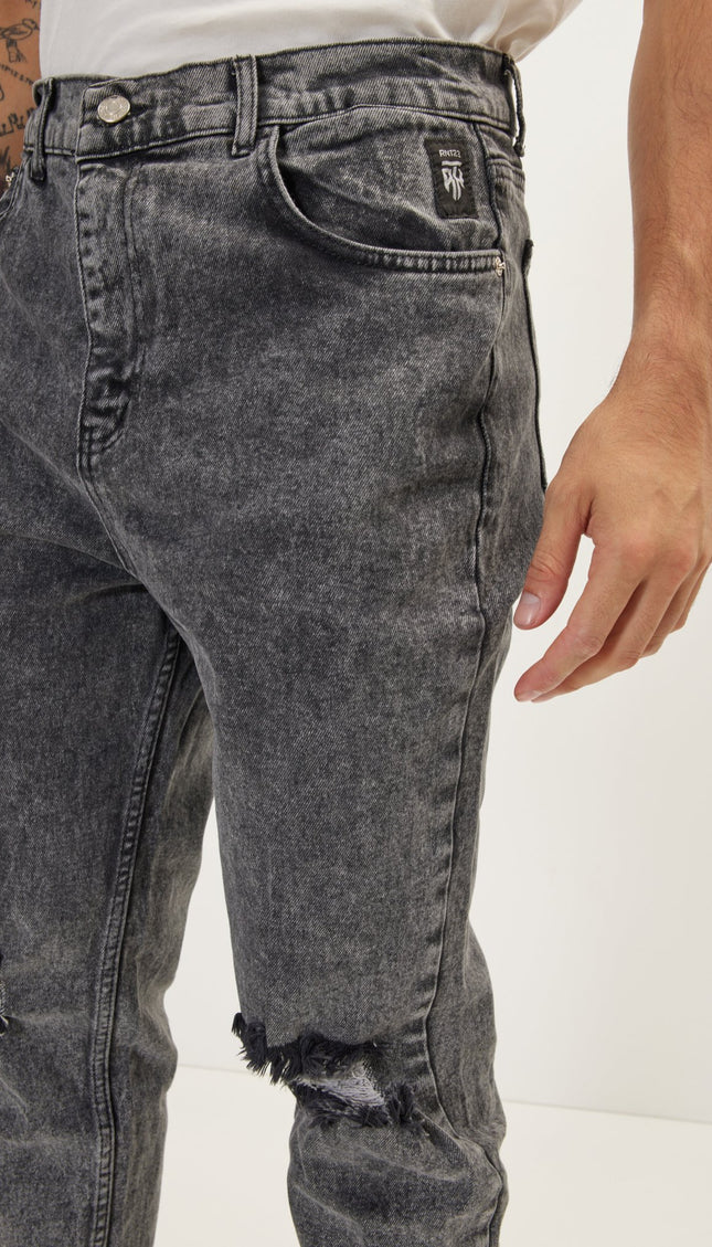 Relaxed Fit Tapered Jeans - Black - Ron Tomson