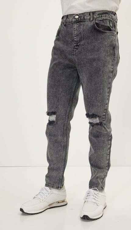 Relaxed Fit Tapered Jeans - Black - Ron Tomson