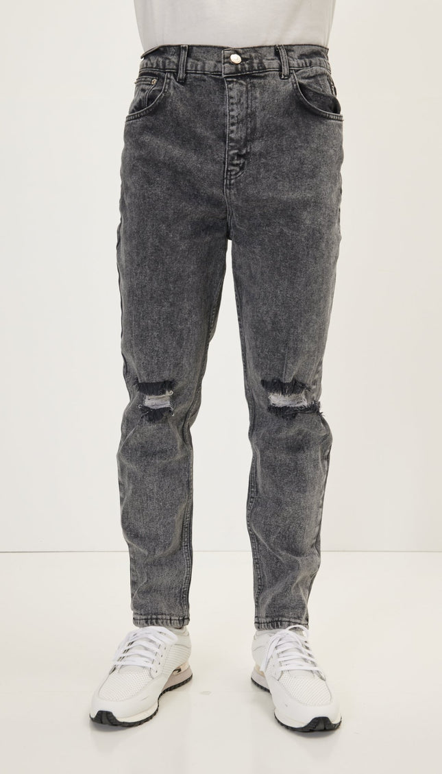 Relaxed Fit Tapered Jeans - Black - Ron Tomson
