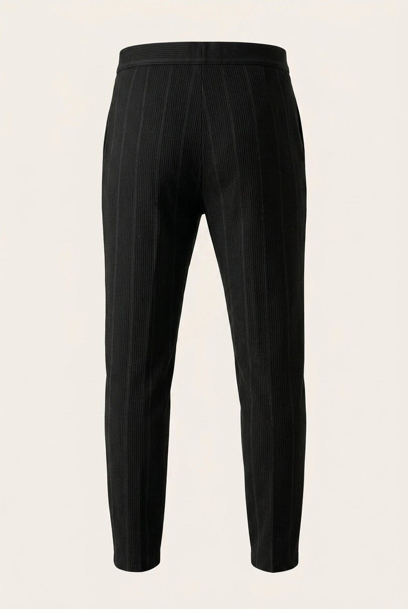 Relaxed Ribbed Pants - Black - Back