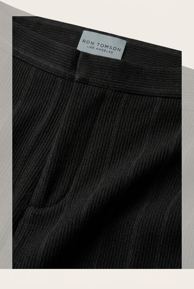 Relaxed Ribbed Pants - Black - Detail