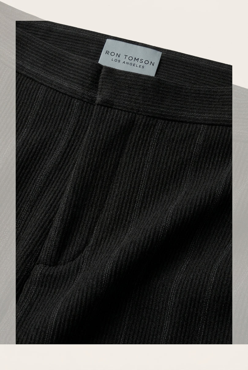 Relaxed Ribbed Pants - Black - Detail