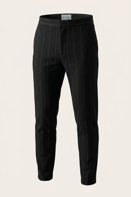 Relaxed Ribbed Pants - Black - Front