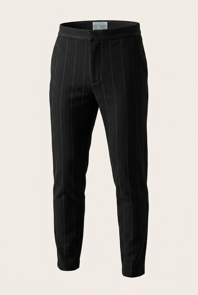 Relaxed Ribbed Pants - Black - Front