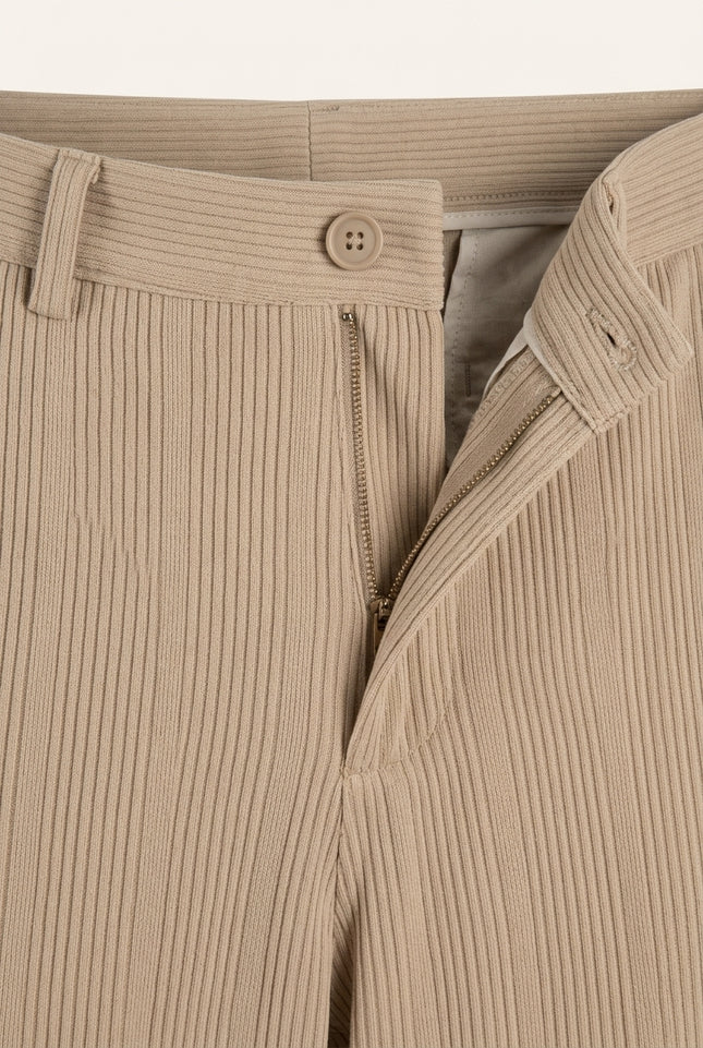 Relaxed Ribbed Pants - Vizon - Detail