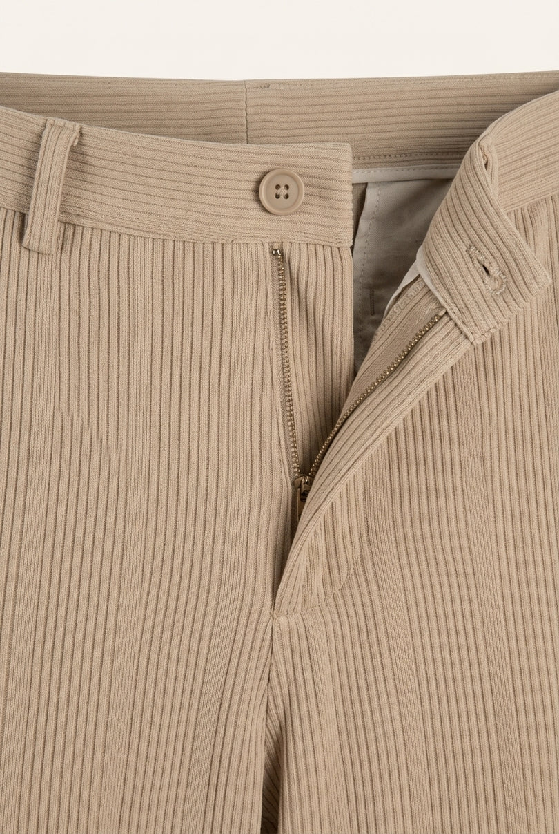 Relaxed Ribbed Pants - Vizon - Detail