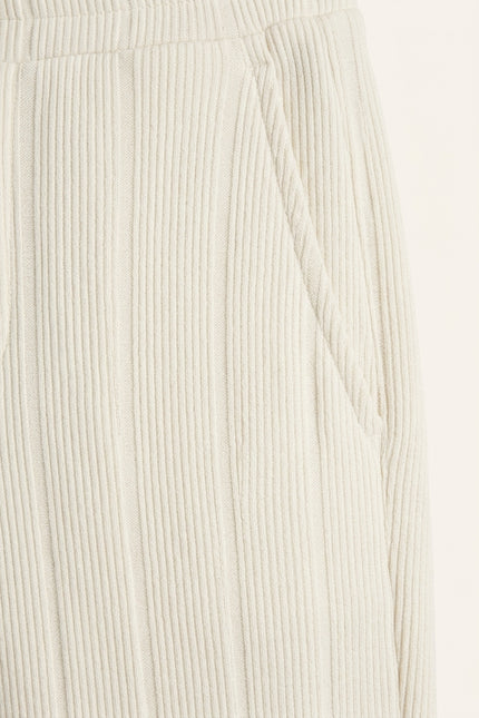 Relaxed Ribbed Pants - White - Detail
