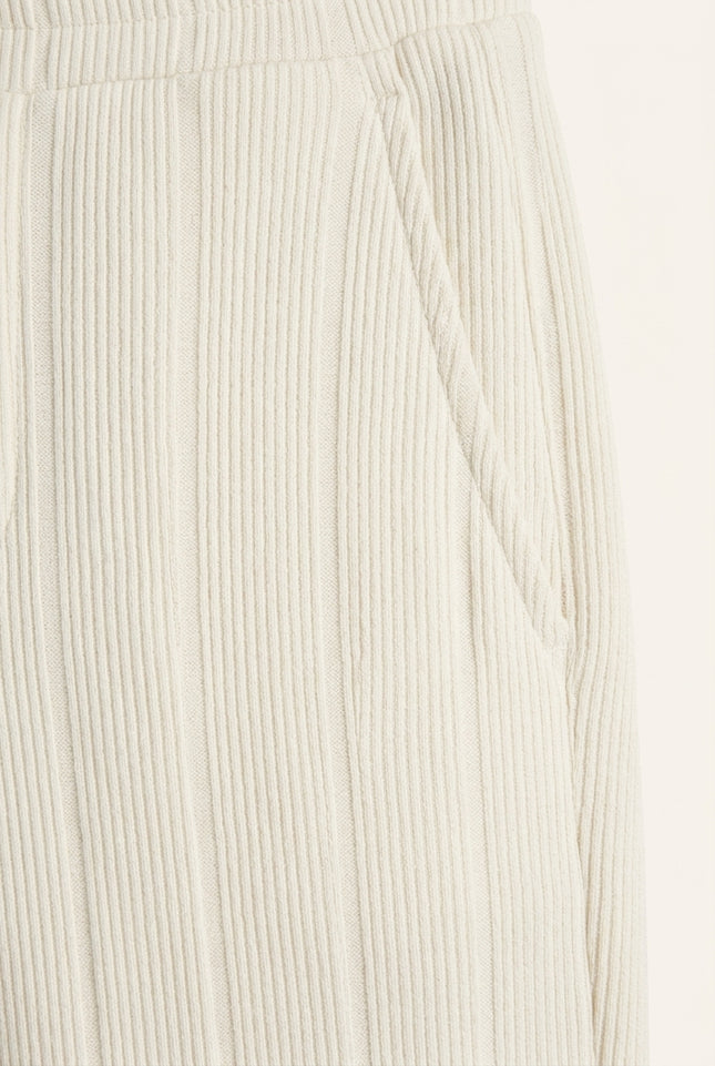 Relaxed Ribbed Pants - White - Detail